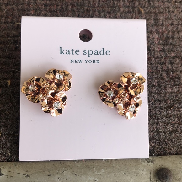 NWT Kate Spade ♠️ Sparkly Rhinestone Rose Gold Earrings - Picture 7 of 12